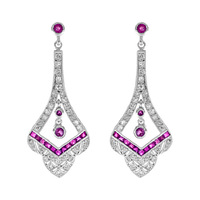 Sterling Silver, CZ, Laboratory grown Ruby