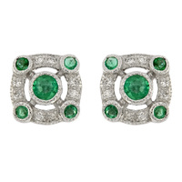 9ct White Gold, Diamond, Emerald