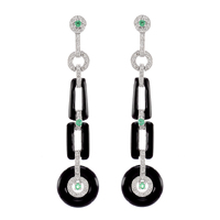 18ct White Gold, Diamond, Onyx, Emerald