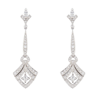 18k White gold, Diamonds Art Deco Drop Earrings