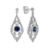 9ct White Gold, Diamond, Natural Sapphire