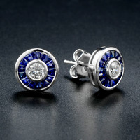 9ct White Gold, Natural Sapphire and Natural Diamond