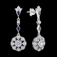 9ct White Gold, Diamond, Natural Sapphire