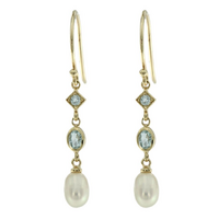 9ct Yellow Gold, Blue, Freshwater Pearls