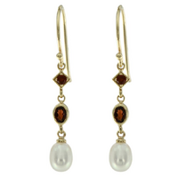 9ct Yellow Gold, Garnet, Freshwater Pearls
