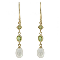 9ct Yellow Gold, Peridot, Freshwater Pearls