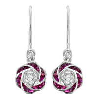 Sterling Silver, Laboratory Ruby, CZ