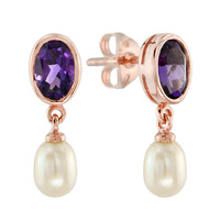 9ct Rose Gold, Amethyst, Freshwater Pearls
