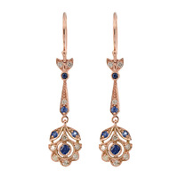 9ct Rose Gold, Blue Sapphire and Diamonds