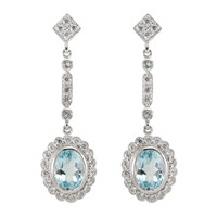 9k White Gold, Natural Blue Topaz, Natural Diamonds