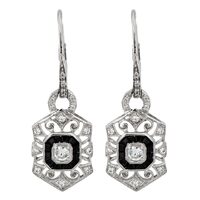 Diamond Onyx Leverback Earrings