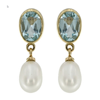9ct Yellow Gold, Blue Topaz, Freshwater Pearls