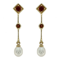 9ct Yellow Gold, Garnet, Freshwater Pearls