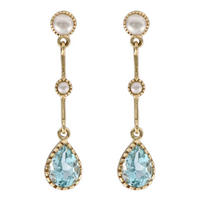 9ct Yellow gold, Freshwater Pearl, Blue Topaz