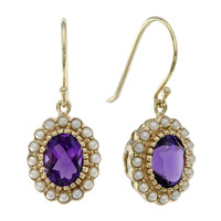 9ct Yellow Gold, Natural Amethyst, Freshwater Pearls