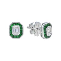9ct White Gold, Natural Emerald, Natural Diamond
