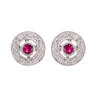 Sterling silver, Laboratory grown Ruby, CZ