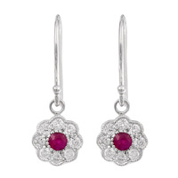 Sterling Silver, Laboratory Grown Ruby, CZ