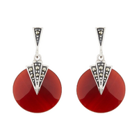 Carnelian, Marcasite, Sterling Silver