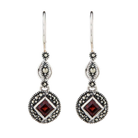 Red Garnet, Marcasite and Sterling Silver