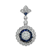 9ct White Gold, Natural Sapphire, Natural Diamond