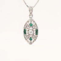 9k White gold, Diamond, Emerald