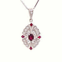 9k White Gold, Natural Ruby, Diamond