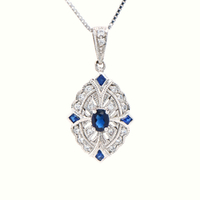 9k White Gold, Natural Sapphire, Diamond