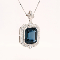 Sterling SIlver, London Blue Topaz, CZ