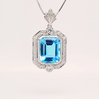 Sterling SIlver, Swiss Blue Topaz, CZ